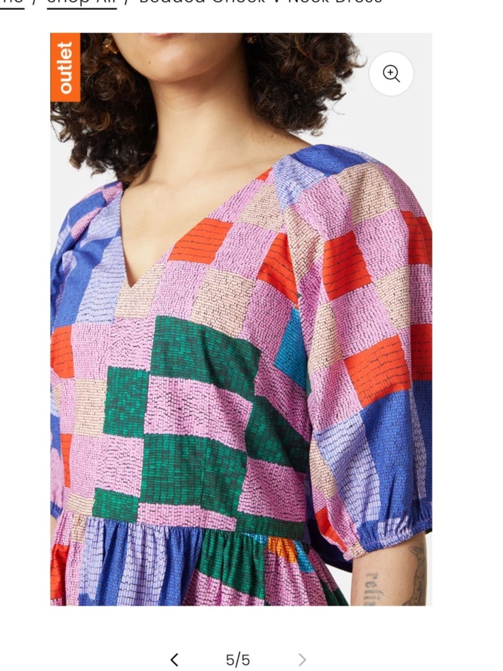 Gorman Patchwork Geometric Organic Cotton Mini Dress Size 18 Puff Sleeve Dress - Picture 2 of 13